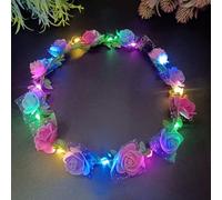 HhBdy Diadema de flores LED, diadema iluminada ajustable, coronas de flores LED de 60 cm, accesorios universales de fiesta para fiestas de cumpleaños, Navidad, Halloween, carnavales (colorido)