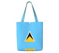 hhbiuuo Bolsa grande con estampado de la bandera de Santa Lucía para mujer, bolsa de lona reutilizable, para viajes, trabajo, uso diario