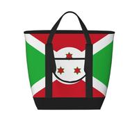 hhbiuuo Bolsas refrigeradoras/bolsa aislada, lonchera suave a prueba de fugas con cremallera, estampado de bandera de Burundi, para viajes en la playa, comestibles