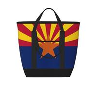 hhbiuuo Bolsas refrigeradoras/bolsa aislada, lonchera suave a prueba de fugas con cremallera, estampado de bandera de Arizona, para viajes en la playa, comestibles