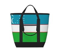 hhbiuuo Bolsas refrigeradoras/bolsa aislada, lonchera suave a prueba de fugas con cremallera, estampado de bandera de la República de Uzbekistán, para viajes en la playa, comestibles