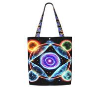 hhbiuuo Cosmic Stars - Bolsa grande con estampado de estrellas para mujer, bolsas de hombro de lona reutilizables, para viajes, trabajo, uso diario