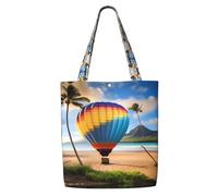 hhbiuuo Hawaii - Bolsa grande con estampado de globo aerostático para mujer, bolsa de lona reutilizable, para viajes, trabajo, uso diario
