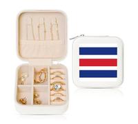 hhbiuuo Joyero con estampado de bandera de Costa Rica para mujer, cajas de almacenamiento de cuero de viaje, organizador portátil para aretes, collares, color blanco