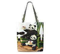 hhbiuuo Pandas of Father and Son - Bolsa grande con estampado para mujer, bolsa de lona reutilizable, para viajes, trabajo, uso diario