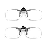 HHCC 2 Piezas de Clip para Gafas de Lectura Lente Transparente y Pinza para anteojos Gafas de Lectura portátiles con Tapa de +1.00 a +3.00 Gafas Antideslizantes Anti-Azules,+2.00
