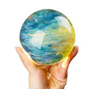 HHCTEBEC Adornos De Bola De Cristal Natural Fundido, Piedra Cruda Amarilla Pulida, Matriz De Siete Estrellas, Feng Shui, DecoracióN para El Hogar Y La Oficina,10cm