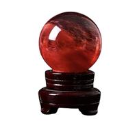 HHCTEBEC Adornos De Bola De Cristal Rojo, Esfera De Cristal Rojo Natural, Piedra Preciosa De Cuarzo Fundido con Base para MeditacióN CuracióN AdivinacióN DecoracióN del Hogar Y Feng Shui,6~7cm