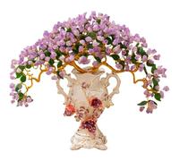 HHCTEBEC Árbol de Cristal de Amatista Reiki Natural curativo Cristales Amarillos Piedras Preciosas bonsái árboles de Dinero envueltos en Base de cerámica Feng Shui Cristal Regalo,Citrine,Two