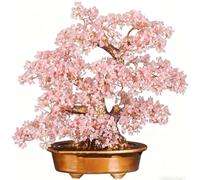 HHCTEBEC Árbol De La Vida De Cristal De Cuarzo Rosa Árbol del Dinero Hecho A Mano con Piedras Rosadas para Decoración del Hogar Y La Oficina, Regalo De Energía Positiva para Mujeres,Rosado