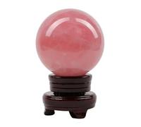 HHCTEBEC Bola De Cristal Curativo MáGico De Cuarzo Rosa Natural con Soporte De Madera para AdivinacióN, Equilibrio De Chakras, Yoga, DecoracióN Feng Shui para El Hogar Y La Oficina,90mm