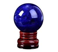 HHCTEBEC Bola De Cristal De Cuarzo Natural Azul Fundido con Soporte para CuracióN, AdivinacióN, Equilibrio De Chakras, Yoga, DecoracióN Feng Shui para El Hogar Y La Oficina,12cm/4.7in