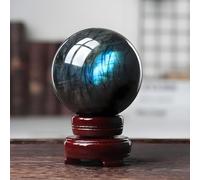 HHCTEBEC Bola De Cristal Natural, Bola De Labradorita Natural, Piedra Lunar Gris, Adornos De Piedra Cruda,60mm