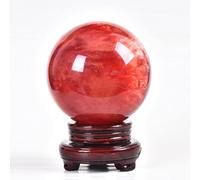 HHCTEBEC Bola de Cristal Natural De FundicióN, Bola de Cristal Rojo, Esfera de Cristal para MeditacióN, AdivinacióN, para Bola Decorativa, AdivinacióN O Feng Shui, Bola de AdivinacióN,Red-15cm