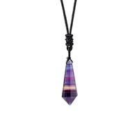HHCTEBEC Colgantes Cristal Curativo Fluorita ArcoíRis, Collar Cuarzo Cristal Natural Varita Cristal Chakra, Colgante De Piedra EnergéTica MeditacióN Equilibrio Regalos De Reiki