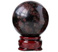 HHCTEBEC Cuarzo Natural Granate Bola Esfera Piedra Preciosa Cristal Tallado a Mano Altar Curación Enfoque Devocional Chakra Espiritual Limpieza Regalo Metafísico Hombres Mujeres,55MM