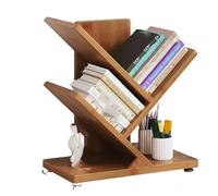 HHCTEBEC Estante para Libros de árbol, estantería pequeña, Moderna, esquinera, Alta y Estrecha, estantería para el hogar, Oficina, Dormitorio, Sala de Estar, marrón rústico,44 * 20 * 56cm