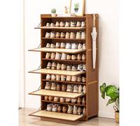 HHCTEBEC Gabinete Almacenamiento Zapatos con Ganchos Laterales Gabinete Zapatos RatáN Estante Zapatos Bambú Independiente Organizador Zapatos PortáTil para Dormitorio Entrada Pasillo,80 * 33 * 145cm