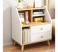 HHCTEBEC Mesita De Noche Moderna, Mesita De Noche PequeñA, Mesa Auxiliar De Sofá De Madera De Mediados De Siglo con CajóN De Y Estante Abierto para Dormitorio Sala De Estudio,A,50 * 30 * 61cm