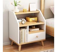 HHCTEBEC Mesita De Noche Moderna, Mesita De Noche PequeñA, Mesa Auxiliar De Sofá De Madera De Mediados De Siglo con CajóN De Y Estante Abierto para Dormitorio Sala De Estudio,A,40 * 30 * 53cm