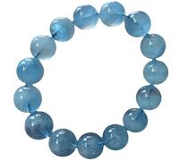 HHCTEBEC Pulsera de Aguamarina Azul océano, Pulseras de Piedras Preciosas Naturales para energía calmante Vibraciones positivas, Cristal elástico para Mujeres Paz claridad joyería elástica,10MM