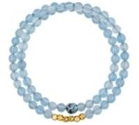 HHCTEBEC Pulsera de Aguamarina de Doble hebra con Dije de Loto esmaltado, Pulseras de Cristal de Dos Capas para una claridad Tranquila, joyería elástica Ajustable Espiritual para Mujeres,10MM