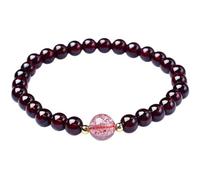 HHCTEBEC Pulsera de Cristales de Granate de rodolita Real Natural, Cristal para Mujer, Cuentas de 4/0.236 in, Piedra Natural semipreciosa, joyería elástica, Chakras, Piedras Preciosas,4mm