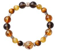 HHCTEBEC Pulsera de Cuentas de Piedras Preciosas curativas Naturales Hecha a Mano, Piedra de Ojo de Tigre Amarillo, Pulseras de energía de Cristal elástico de 10/12 mm para Mujeres Hombres,12mm