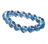 HHCTEBEC Pulsera de Piedra de Aguamarina Natural, Pulsera de Cristal Azul océano para claridad, Serenidad y energía Positiva, delicadas Pulseras espirituales Fengshui para Mujer, Ajuste,7MM