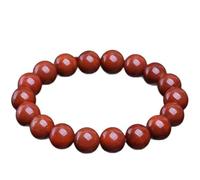 HHCTEBEC Pulsera elástica de ágata Nanhong roja - auténticas Cuentas de Piedra cinabrio China para conexión a Tierra y protección, joyería de Piedras Preciosas elásticas Hechas a Mano,8MM