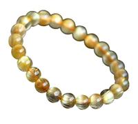 HHCTEBEC Pulsera Natural de Citrino, Cristales de Piedras Preciosas, Pulsera de Cuentas de Chakra, Cuentas de Cristal, Cuarzo rutilado de Oro, Cuentas de Piedra Lisas Redondas pulidas,4a,9MM