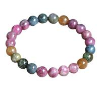 HHCTEBEC Pulseras con Cuentas de Cristal para Mujer, Pulsera Colorida de Cristal de turmalina Pulseras elásticas con Cuentas de Chakra de 6-13 mm, Joyas para Mujer con Piedras Preciosas,5a,13mm