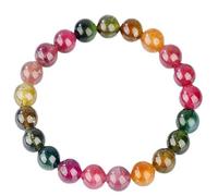 HHCTEBEC Pulseras con Cuentas de Cristal para Mujer, Pulsera Colorida de Cristal de turmalina Pulseras elásticas con Cuentas de Chakra de 6-13 mm, Joyas para Mujer con Piedras Preciosas,7a,12mm