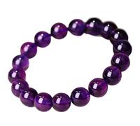 HHCTEBEC Pulseras de Amatista curativas de Cristal para Mujer, Pulsera de Cristales Naturales, Cuentas de Piedras Preciosas de Cristal curativo Reiki, Pulseras elásticas para Mujer, joyería,8mm