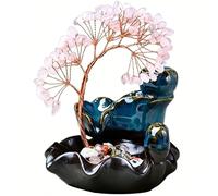 HHCTEBEC Quemador de Incienso de reflujo, árbol de Cristal, Cascada de Incienso de cerámica, 7 Chakras, Soporte de Incienso de árbol de Cristal, Namaste, Yoga, meditación,Rosado
