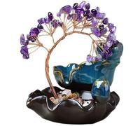 HHCTEBEC Quemador de Incienso de reflujo, árbol de Cristal, Cascada de Incienso de cerámica, 7 Chakras, Soporte de Incienso de árbol de Cristal, Namaste, Yoga, meditación,Púrpura