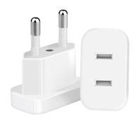 HHEETTT 2 Adaptadores de Enchufe Estadounidense a la UE, Adaptador de 2 Pines para América, México, Canadá, Egipto, España, Europa, para Dispositivos con Fuente de Corriente Alterna, Color Blanco