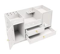 HHEMSTD Cosmetic Organizer Dressing Table Organizer mit Spiegel Multifunktionale Desktop KosmetikAufbewahrungsbox Weiß Make up Storage mit Schublade für Schlafzimmer