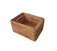 HHF Cesta Caja 3 unids/set cesta de almacenamiento con mango tejido de ratán, mesa de té aperitivos juguetes libros ropa cesta de almacenamiento de artículos diversos Ropa Almacenamiento ( Talla : 3pc