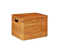 HHF Cesta Caja Cesta de almacenamiento de mimbre grande de 5 tamaños, caja tejida japonesa portátil con tapa, caja de almacenamiento, caja organizadora de ropa for el hogar Ropa Almacenamiento ( Talla