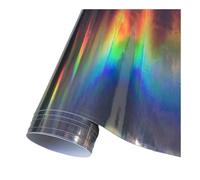 HHF Pegatinas 1 Pieza de película de Vinilo con láser de arcoíris Plateado de Color DIY para Motocicleta, teléfono móvil, portátil, Scooter, Bicicleta, Pegatina de PVC(Negro,152cm x 50cm)