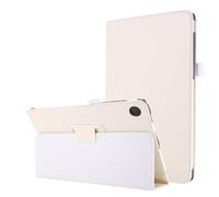 HHF Tab Accessories, funda de piel sintética con textura de lichi, soporte de dos pliegues, compatible con Lenovo Tab M10 X605F/P10 X705 (blanco)