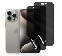 Hhfcryst 2 Piezas Protector Hydrogel Anti-Espía para iPhone 15 Pro Max, Película de Privacidad en TPU Flexible, Auto-Reparación, Sin Burbujas, Cobertura Completa Borde a Borde
