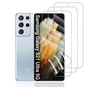 Hhfcryst Protector de Hidrogel Protector para Samsung Galaxy S21 Ultra 5G, 3 Piezas TPU Protectores de Pantalla HD Transparente Suave (Vidrio no templado)