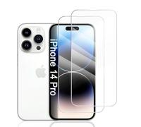 Hhfcryst Protector Pantalla para iPhone 14 Pro, 2 Unidades Cristal Templado, Dureza 9H, No Astilla, Cobertura Total,Transparencia HD