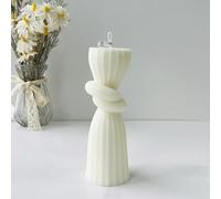 HHFLRAWA Velas decorativas, velas estéticas, velas grandes acanaladas artesanales, ondas modernas sin perfume, para decoración del hogar, habitación, estante (blanco)