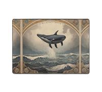 HHGFASD Alfombra con diseño de delfín volando en el aire, 80 x 58 pulgadas, alfombra para sala de estar, oficina, mesa de café, cama, balcón, suave, esponjosa, absorbente de agua, duradera