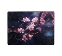 HHGFASD Alfombra luminosa con patrón de flores de cerezo de 80 x 58 pulgadas, alfombra de área para sala de estar, oficina, mesa de café, cama, balcón, suave, esponjosa, absorbente de agua, duradera