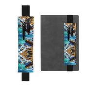 HHGFASD Black Reefs and Waves by The Sea - Estuche de piel de PVC con patrón de marcapáginas 2 en 1, antideslizante, esencial para cuentas de viaje, Black, One Size, Mochila escolar