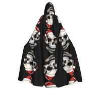 HHGFASD Capa con capucha de Halloween para adultos, diseño de calavera de Caperucita Roja, cómoda y suave, con ala grande, adecuada para fiestas de baile y reuniones